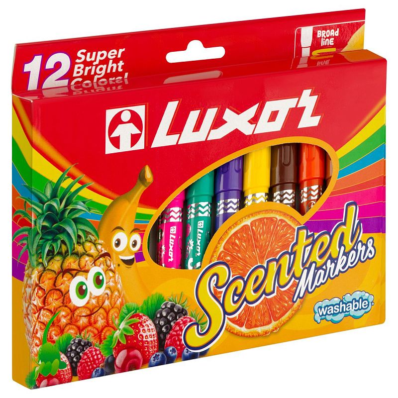Фломастеры Luxor "ColourMaxx", 12цв., ароматизированные, смываемые, ПВХ, европодвес