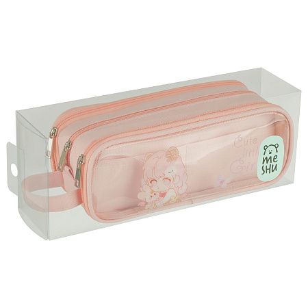 Пенал мягкий 3 отделения, с ручкой, 220*75*80 MESHU "Cute", полиэстер, ПВХ 