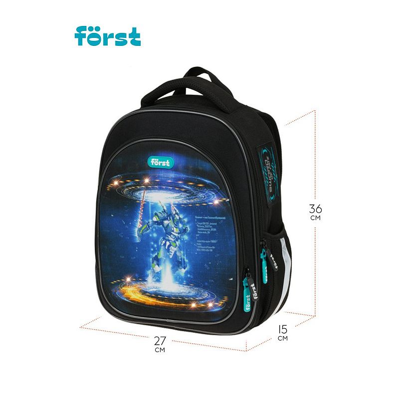 Ранец Först F-LIGHT "Neo future" 37*28*16см, 2 отделения, 2 кармана, анатомическая спинка 