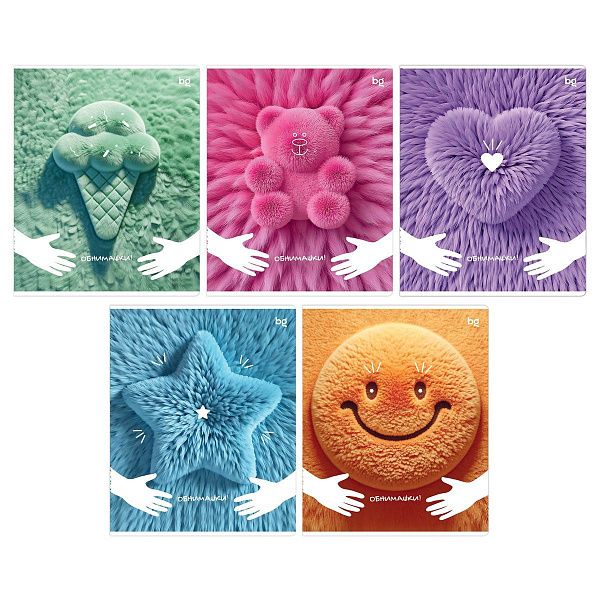 Тетрадь 80л., А5, линия BG "Обнимашки", микро sandy-touch лак