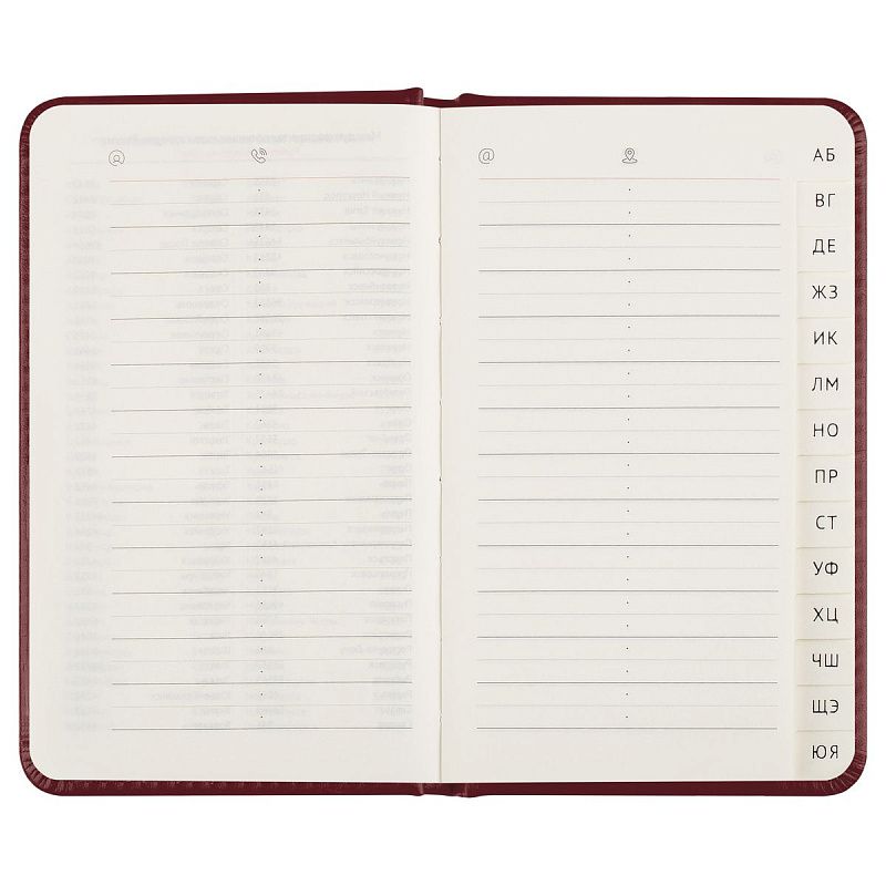 Телефонная книга А7, 64л., кожзам, BG "Nebraska. Dark red", с вырубкой