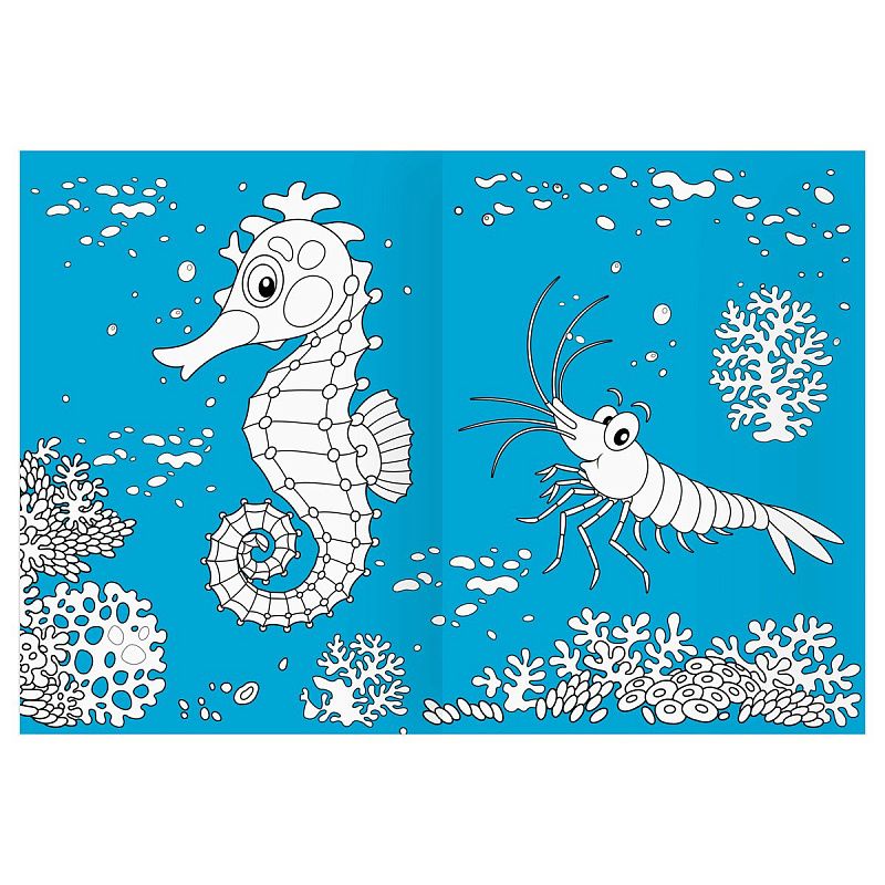 Раскраска А4 ТРИ СОВЫ "Морские животные", 16стр., цветной фон