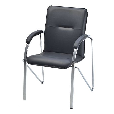 Стул Helmi HL-F04 "Самба М", каркас металл хром, экокожа, черный BOX2