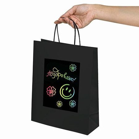 Пакет подарочный КОМПЛЕКТ 7 штук 32x13x26см скретч-слой+стилус, "Black Kraft", ЗОЛОТАЯ СКАЗКА, 591970