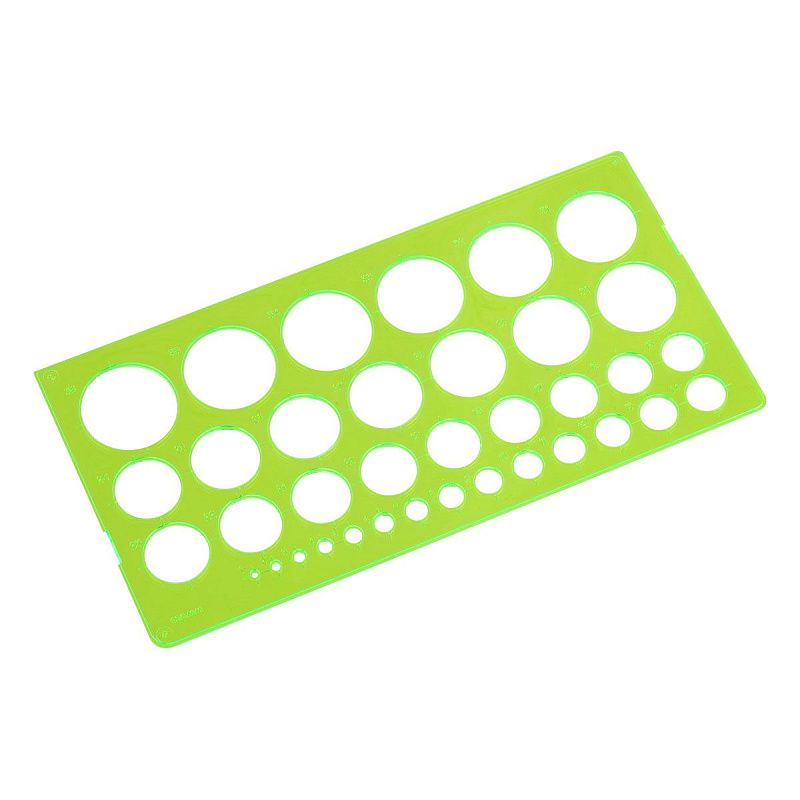 Трафарет окружностей СТАММ 1-36мм, пластиковый, зеленый 