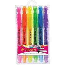 Набор текстовыделителей Crown "Multi Hi-Lighter Aroma" 06цв., 1-4мм, ароматиз., чехол с европодвесом