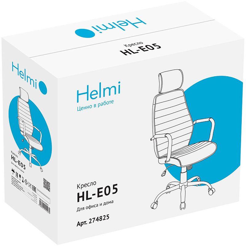 Кресло руководителя Helmi HL-E05 "Event", экокожа черная, хром, механизм качания