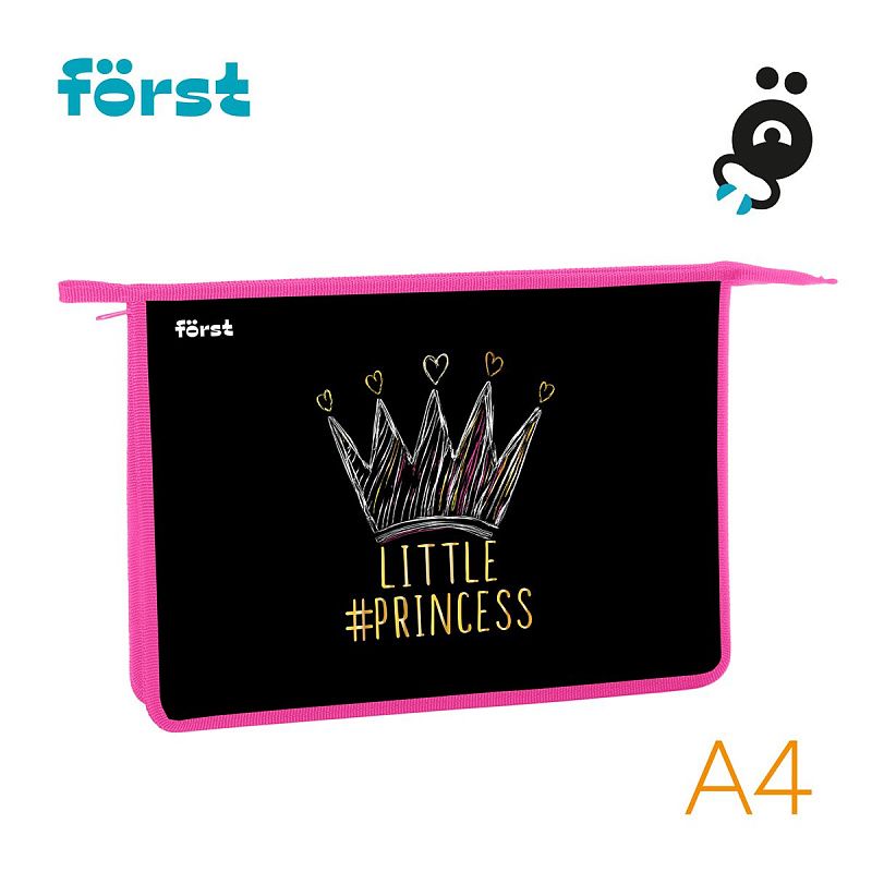 Папка для тетрадей 1 отделение, А4 Först "Lovely", 340*245*40мм, пластик, на молнии 