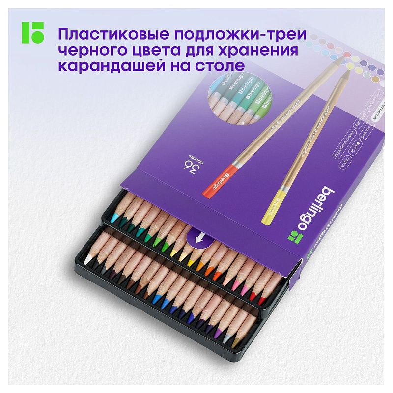 Карандаши цветные Berlingo "SuperSoft. Pro" 36цв., круглые, заточен., картон, европодвес