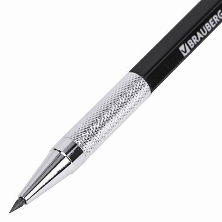 Карандаш механический цанговый 2 мм, HB, BRAUBERG "METALLIC X-20", металлические детали, 181976 