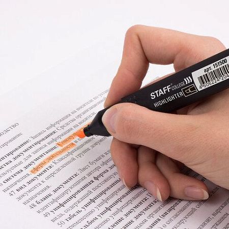 Текстовыделитель STAFF College "STICK HL-497", ОРАНЖЕВЫЙ, 1-4 мм, 151500 