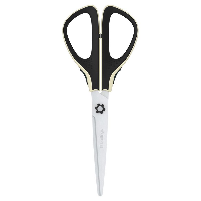 Ножницы Berlingo "Easycut 300", 20см, белые, мягкие вставки, европодвес