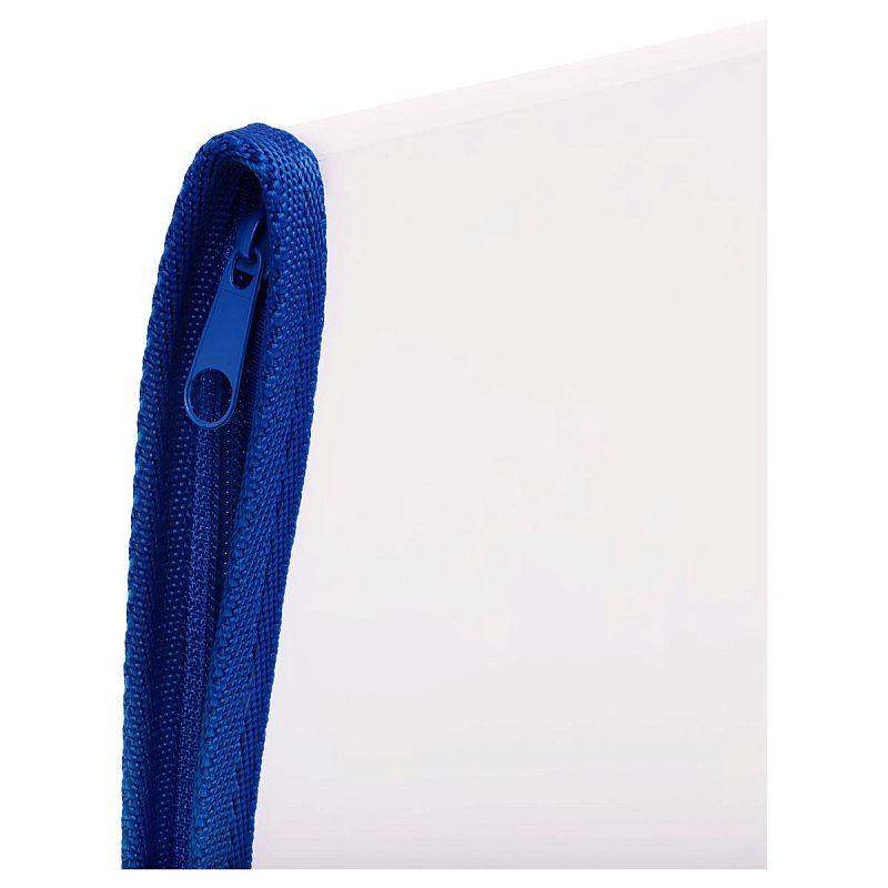 Папка на молнии СТАММ А4, 500мкм, пластик, прозрачная, синяя молния вокруг 