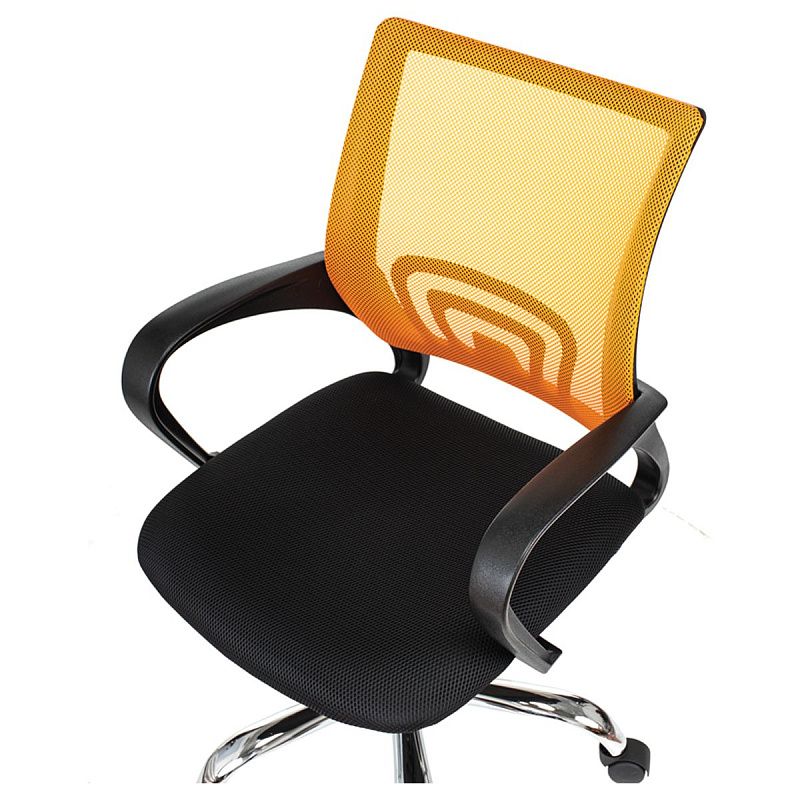 Кресло оператора Helmi HL-M95 R (695) "Airy", СН, спинка сетка оранжевая/сиденье ткань TW черная, пиастра