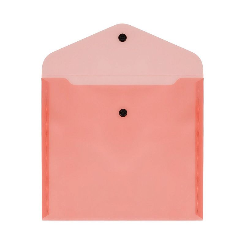 Папка-конверт на кнопке СТАММ А5+, 150мкм, пластик, прозрачная, красная 