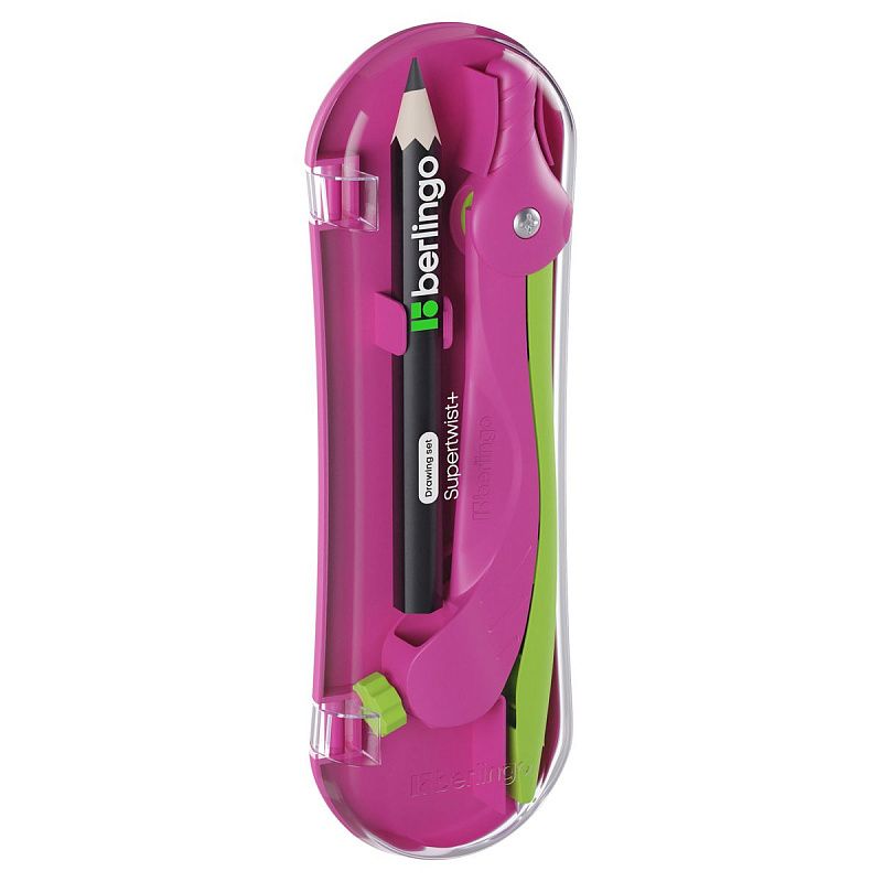 Готовальня Berlingo "Supertwist", 2 предмета, пластиковый циркуль 120мм, + карандаш, пластиковый футляр 