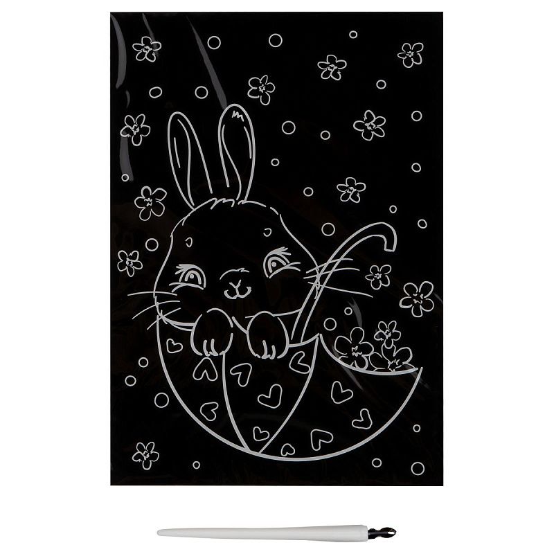 Гравюра с мультицветной основой ТРИ СОВЫ "Зайчик", А5