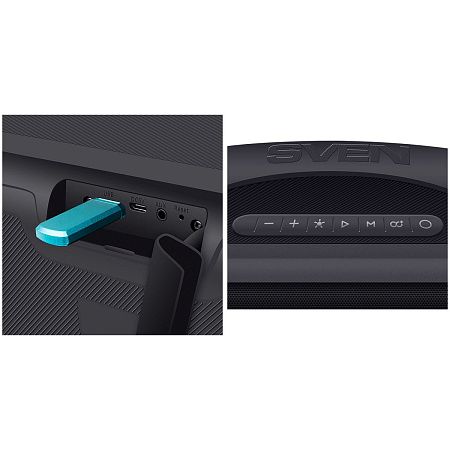 Колонка портативная Sven PS-380, 40W, Bluetooth, FM, USB, защита от воды, подсветка, черный