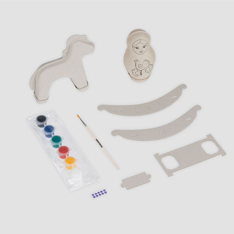 Набор для росписи ТРИ СОВЫ "Матрешка с лошадкой", с красками и кистью