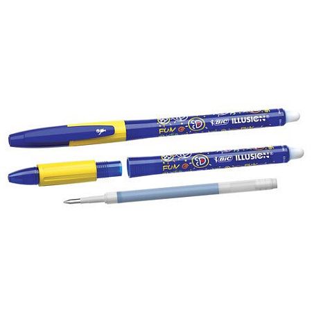 Ручка стираемая гелевая с грипом BIC "Gelocity Illusion", СИНЯЯ, корпус синий, линия 0,3 мм, 516518 