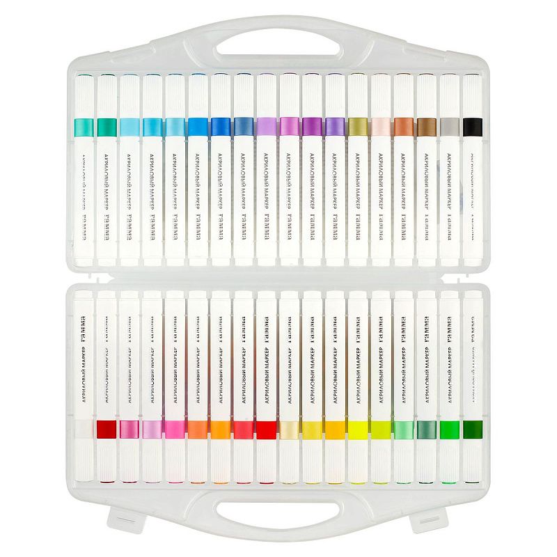 Маркеры акриловые Гамма "Классические", 36 цв., трехгран., пластик.бокс