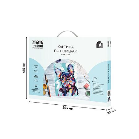 Картина по номерам на холсте ТРИ СОВЫ "Яркий французский бульдог", 40*50, с акриловыми красками и кистями