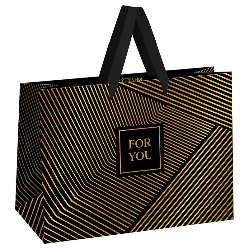 Пакет подарочный 42*33*12см MESHU "Strict lines", фольга, матовая ламинаци