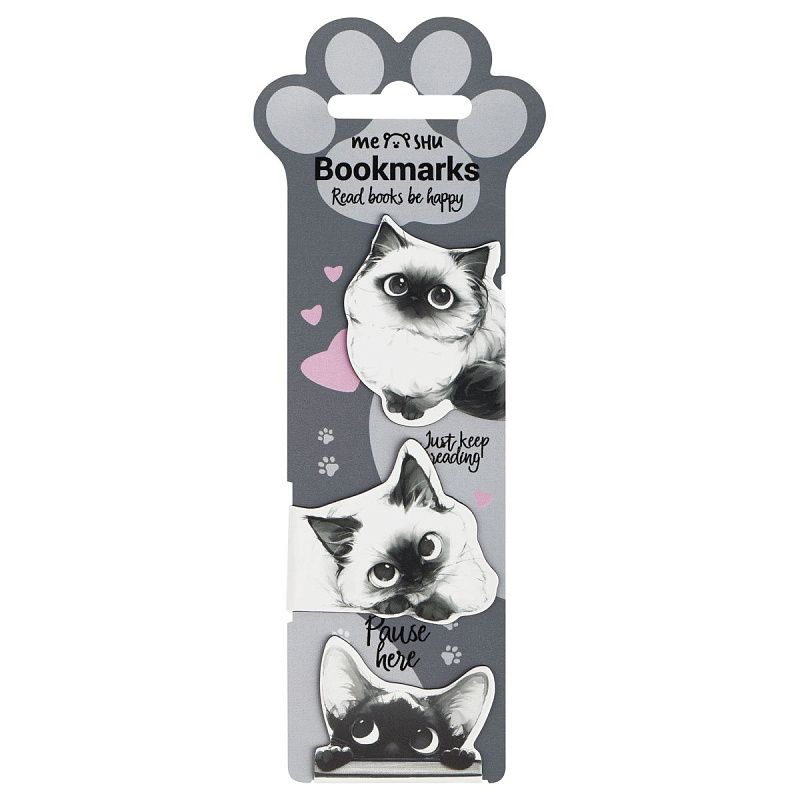 Закладки магнитные для книг, 3шт., MESHU "Cats", матовая ламинация, соф-тач 