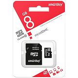 Карта памяти SmartBuy MicroSDHC 8GB UHS-1, Class 10, скорость чтения 23Мб/сек (с адаптером SD)