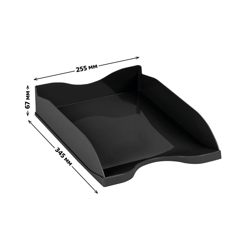 Лоток для бумаг горизонтальный СТАММ "Тропик", черный