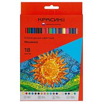 Карандаши цветные Красин "Мозаика", 18цв., шестигран., заточен., картон, европодвес