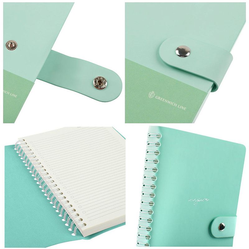 Записная книжка А5 96л. ЛАЙТ, кожзам, скрытый гребень, Greenwich Line "Pastel. Azure", блок в линию