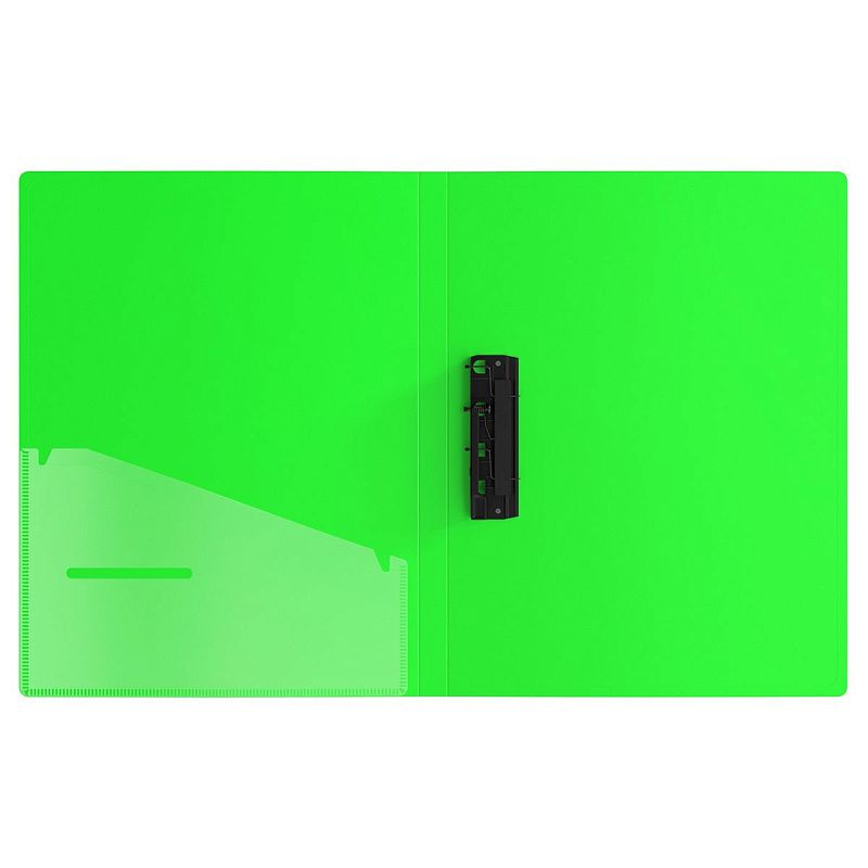 Папка с зажимом Berlingo "Your Way", 17мм, 600мкм,  зеленый неон, с внутр. карманом 