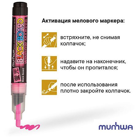 Маркер меловой MunHwa "Black Board Marker" розовый, 3мм, водная основа 