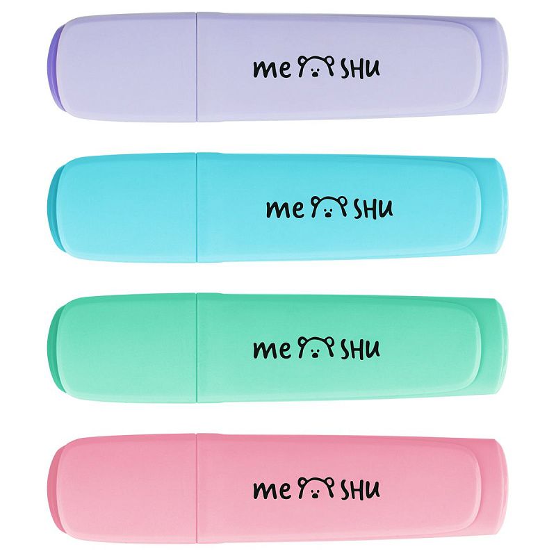 Набор текстовыделителей MESHU "Neko", 04цв., пастельные цвета, 1-5 мм, ПВХ бокс с европодвесом 