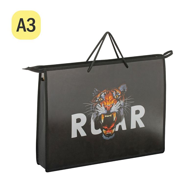 Папка для чертежей и рисунков А3 ArtSpace "Tiger", пластик, 70мм, на молнии 