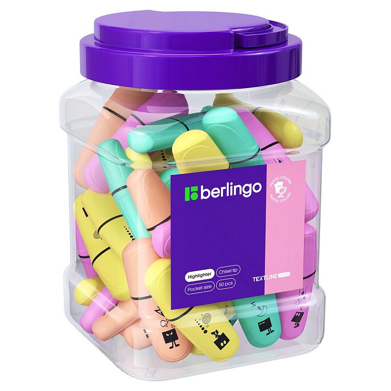 Текстовыделитель Berlingo "Textline HP100" мини, пастельные цвета, ассорти, 1-5мм 