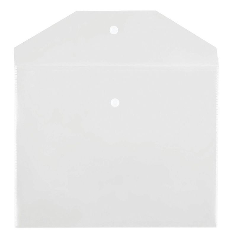 Папка-конверт на кнопке СТАММ А5+, 150мкм, пластик, прозрачная, бесцветная 