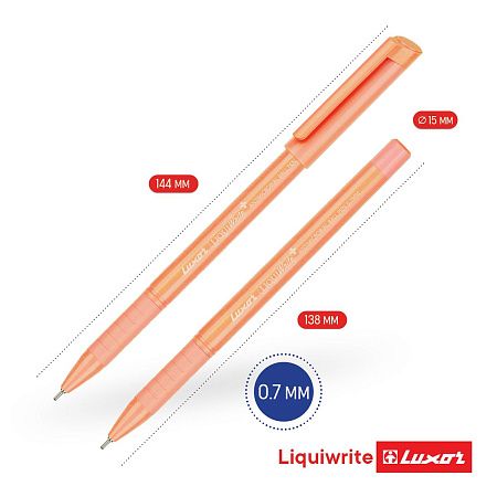 Ручка шариковая Luxor "Liquiwrite" синяя, 0,7мм, с антибактериальным грипом, корпус ассорти 