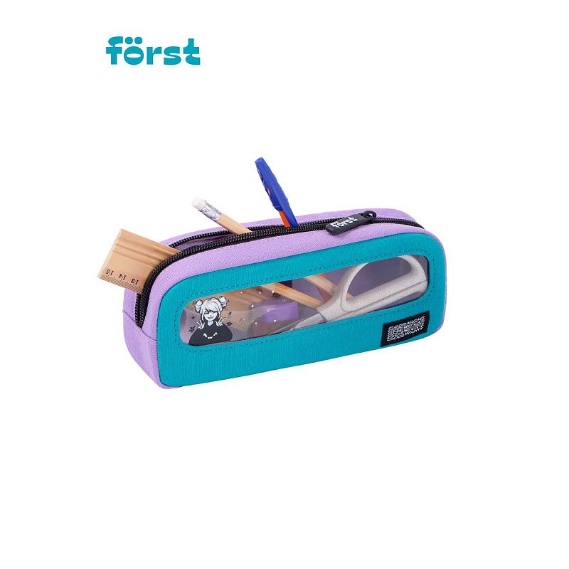 Пенал мягкий с прозрачным окошком, 1 отделение, 205*80*50 Först "Cool girl", текстиль с ПВХ 