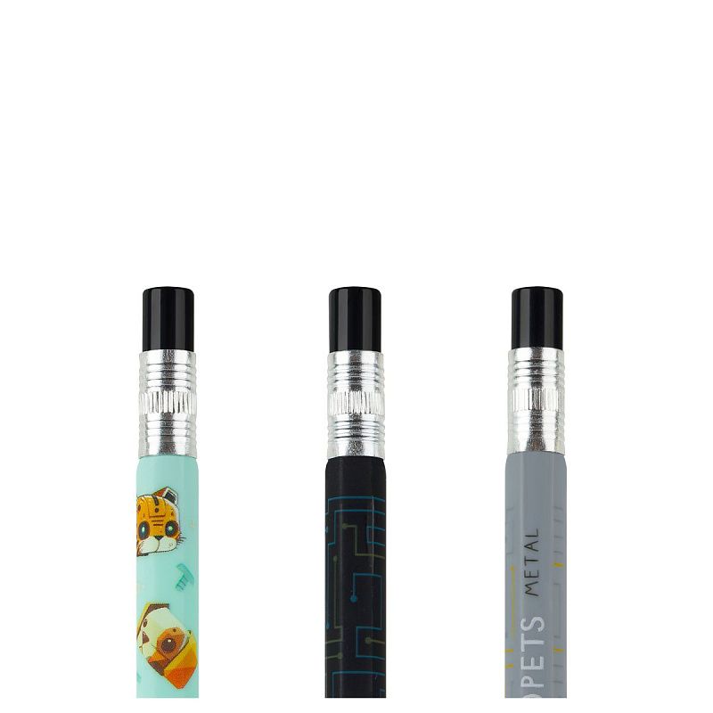 Карандаш механический MESHU "Robopets", печать на корпусе, 2,0мм, софт-тач, ассорти, с точилкой для грифеля 