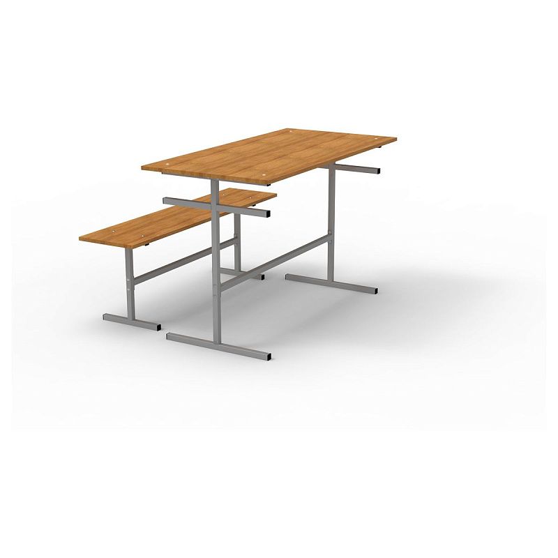 Стол обеденный под скамью Титан ССТ, 6-местный, 1500*600*760, каркас серый, столешница ЛДСП бук (ПОД ЗАКАЗ)