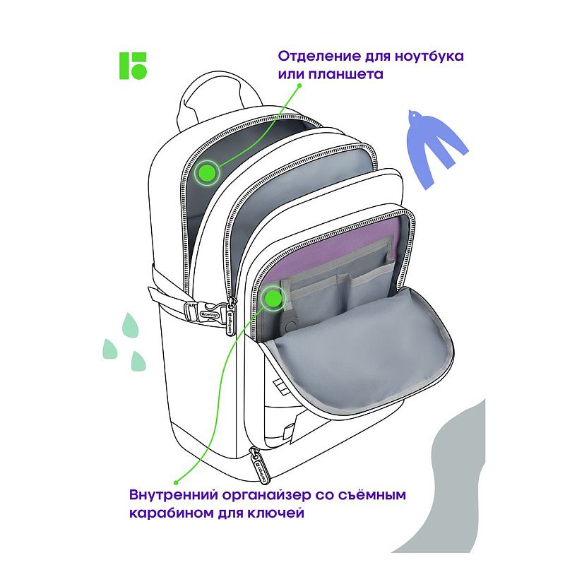 Рюкзак Berlingo Street Style "Grape", 41*28*17см, 3 отделения, 2 кармана, уплотненная спинка 