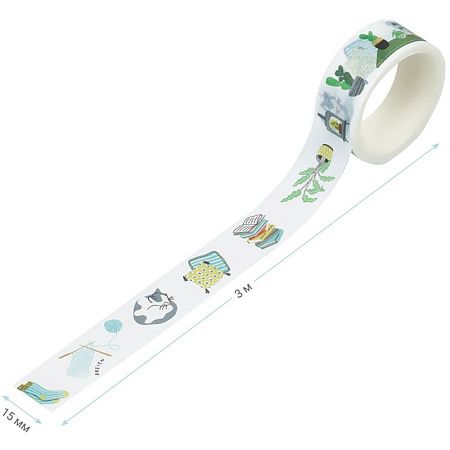 Клейкая лента декоративная MESHU "Cozy", 1,5см*3м