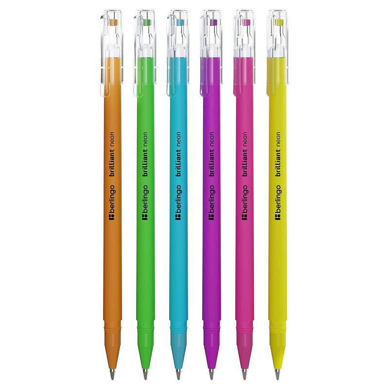 Набор гелевых ручек Berlingo "Brilliant Neon" 6шт., 06цв., 0,8мм, корпус ассорти 