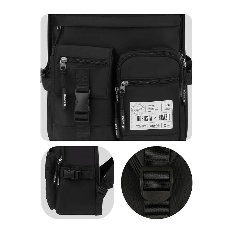 Рюкзак Berlingo Tasty "Black rubusta", 40*28*15см, 1 отделение, 7 карманов, уплотненная спинка 