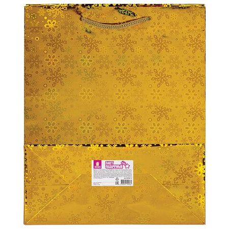 Пакет подарочный новогодний (1 шт) 26x13x32см (L), ГОЛОГРАФИЯ ассорти 3 цвета, ЗОЛОТАЯ СКАЗКА, 609612