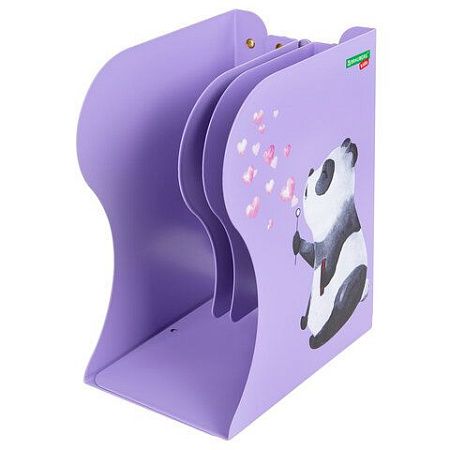 Подставка-держатель для книг и учебников BRAUBERG KIDS "Panda", раздвижная, металлическая, 238064 