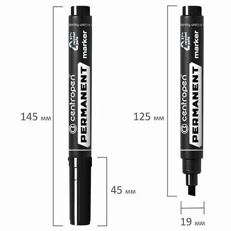 Маркер перманентный CENTROPEN 8576, ЧЕРНЫЙ, скошенный наконечник, 1-4,6 мм, 5 8576 0112 