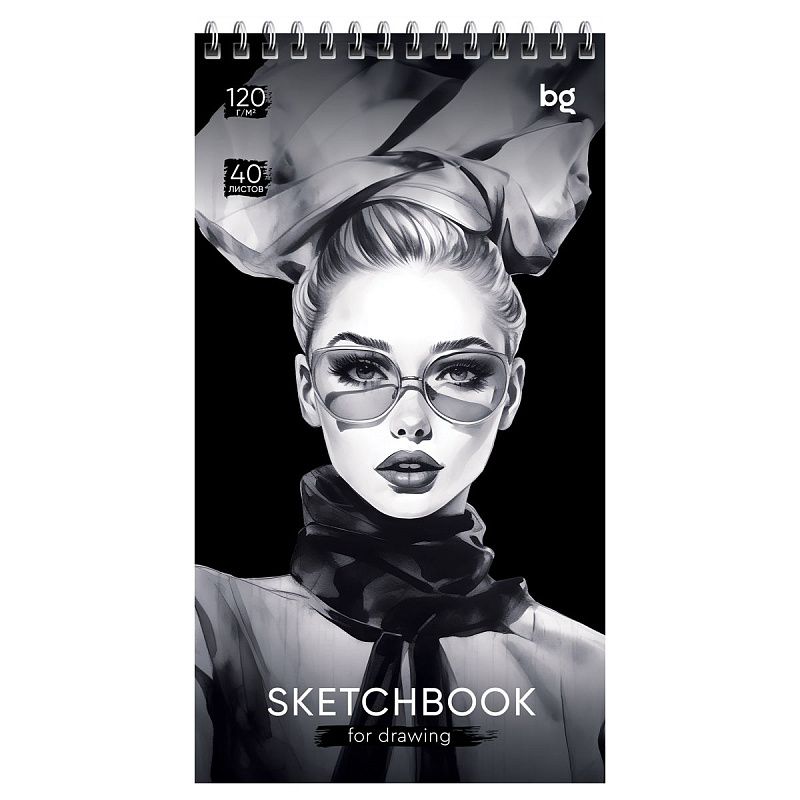 Скетчбук 40л.,105*195мм, BG "Fashion Week", на гребне, 120г/м2